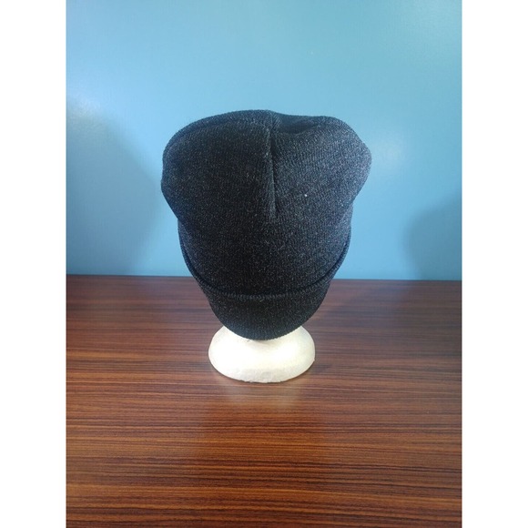 Black Beanie Hat Winking Emoji Fuzzy Face SG FOOTWEAR One Size Cuffed - Picture 4 of 14